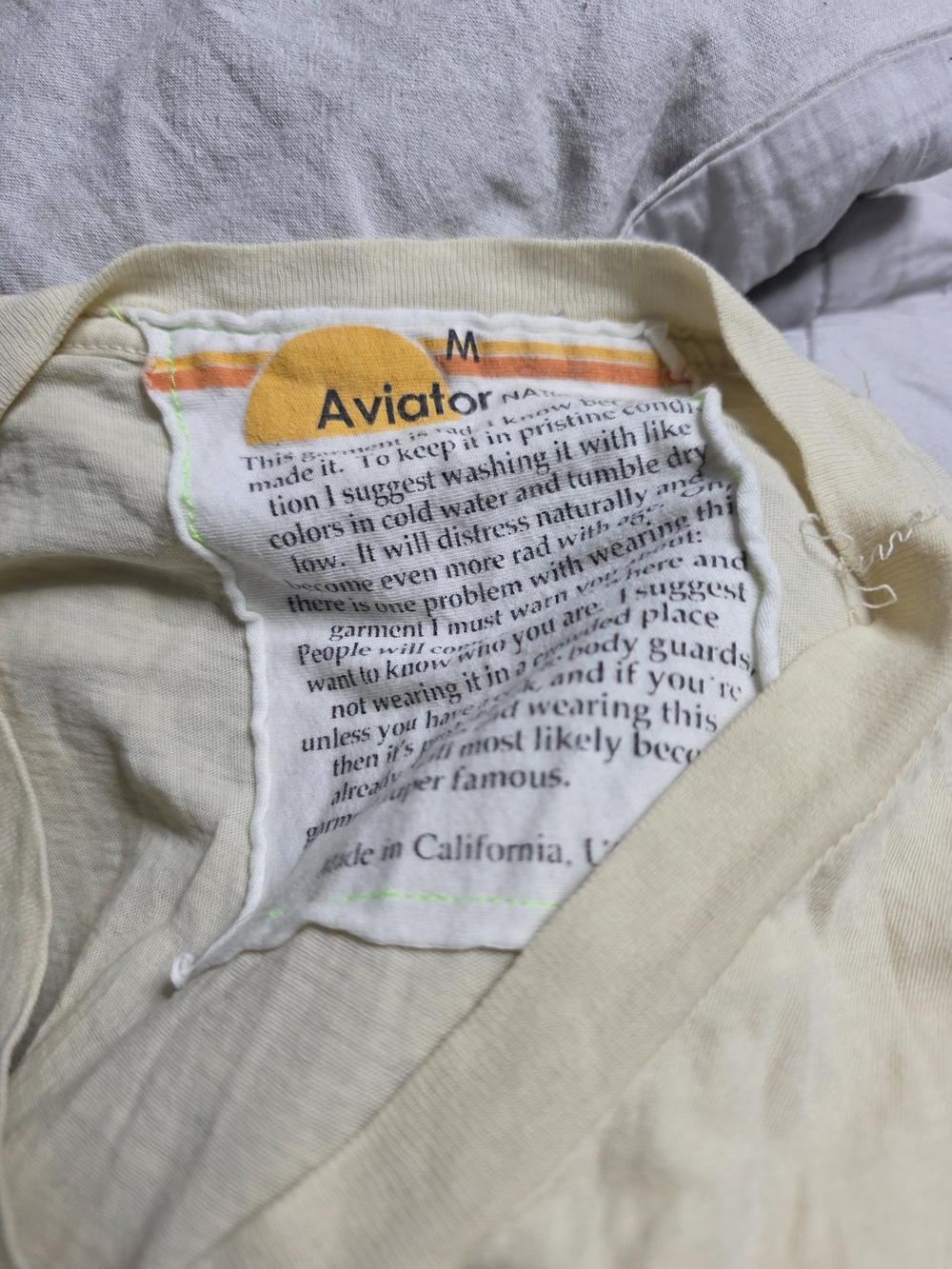 Aviator Nation Yellow Smiley V-Neck Tee MED - Picture 3 of 3
